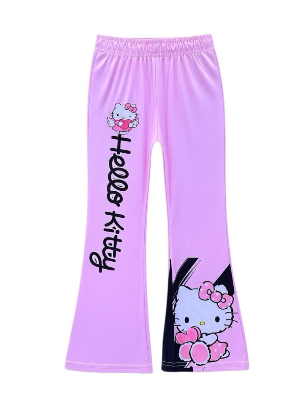 Sanrio Hello Kitty Pink/Black Girls 2-Piece Set Slim Fit Flare Size-7-8 Yrs. NEW